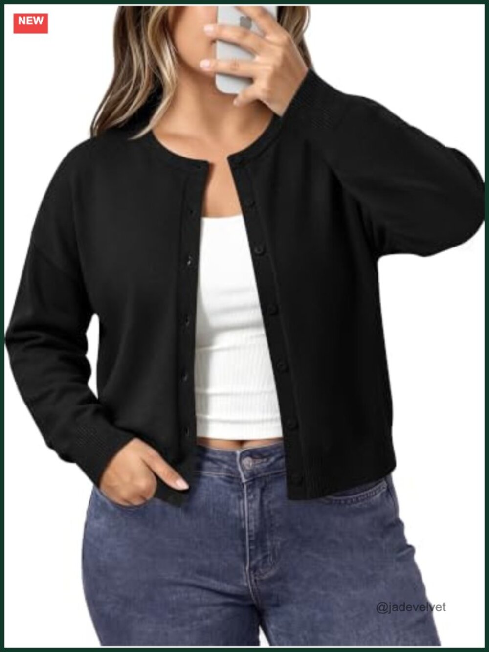 Plus Size Cropped Cardigan Lightweight Button Front Sweater